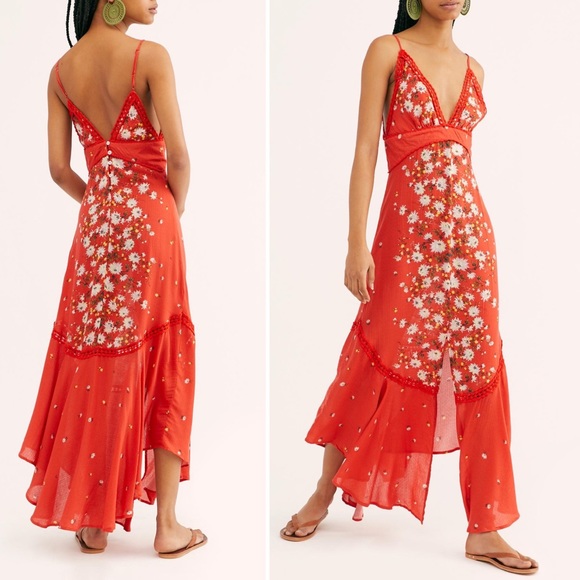 Free People Dresses & Skirts - Free People Paradise Printed Maxi Dress in Red New